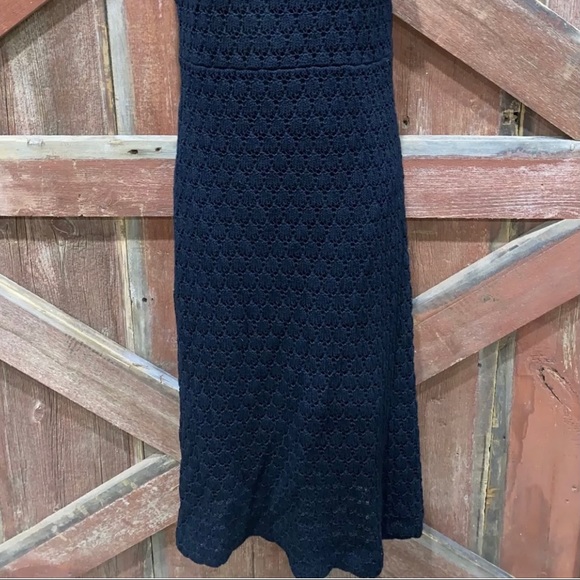 Banana Republic Maxi Sleeveless Black Sweater Dress, Crochet Lined Size 6 - Picture 5 of 15